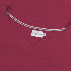 REBECA – Robe 100% Lin Oversize Manches 3/4 Col V – Femme – Cerise
