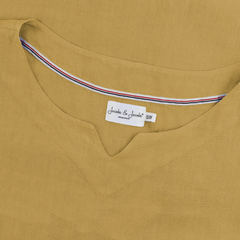 REBECA – Robe 100% Lin Oversize Manches 3/4 Col V – Femme – Safran