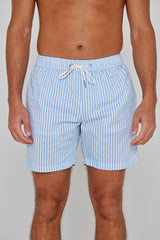 RICHMOND – Maillot De Bain Polyamide Rayé Coupe Droite – Homme – Bleu Ciel/Blanc