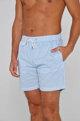 RICHMOND – Maillot De Bain Polyamide Rayé Coupe Droite – Homme – Bleu Ciel/Blanc