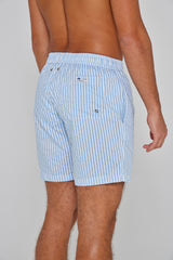 RICHMOND – Maillot De Bain Polyamide Rayé Coupe Droite – Homme – Bleu Ciel/Blanc