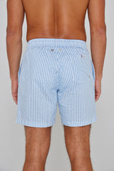 RICHMOND – Maillot De Bain Polyamide Rayé Coupe Droite – Homme – Bleu Ciel/Blanc