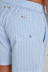 RICHMOND – Maillot De Bain Polyamide Rayé Coupe Droite – Homme – Bleu Ciel/Blanc