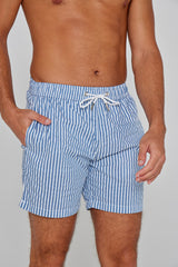 RICHMOND – Maillot De Bain Polyamide Rayé Coupe Droite – Homme – Marine/Blanc