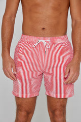 RICHMOND – Maillot De Bain Polyamide Rayé Coupe Droite – Homme – Rouge/Blanc