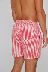 RICHMOND – Maillot De Bain Polyamide Rayé Coupe Droite – Homme – Rouge/Blanc