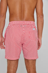 RICHMOND – Maillot De Bain Polyamide Rayé Coupe Droite – Homme – Rouge/Blanc