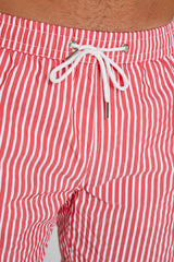 RICHMOND – Maillot De Bain Polyamide Rayé Coupe Droite – Homme – Rouge/Blanc