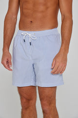 RIVA – Maillot De Bain Seersucker Rayures Coupe Droite – Homme – Bleu Ciel