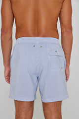 RIVA – Maillot De Bain Seersucker Rayures Coupe Droite – Homme – Bleu Ciel