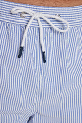 RIVA – Maillot De Bain Seersucker Rayures Coupe Droite – Homme – Bleu Ciel