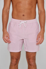 RIVA – Maillot De Bain Seersucker Rayures Coupe Droite – Homme – Rouge/Blanc