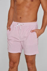 RIVA – Maillot De Bain Seersucker Rayures Coupe Droite – Homme – Rouge/Blanc