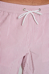 RIVA – Maillot De Bain Seersucker Rayures Coupe Droite – Homme – Rouge/Blanc