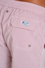 RIVA – Maillot De Bain Seersucker Rayures Coupe Droite – Homme – Rouge/Blanc