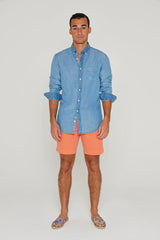 STRELLIL – Chemise Tencel Manches longues Coupe droite – Homme – Bleu bleach/Margaret Annie 037A