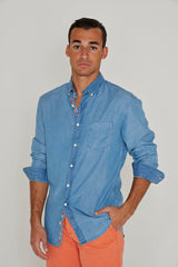 STRELLIL – Chemise Tencel Manches longues Coupe droite – Homme – Bleu bleach/Margaret Annie 037A