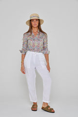 ZABOU – Pantalon Lin Coupe Droite – Femme – Blanc