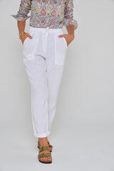 ZABOU – Pantalon Lin Coupe Droite – Femme – Blanc