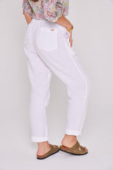 ZABOU – Pantalon Lin Coupe Droite – Femme – Blanc