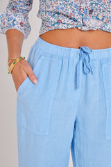 ZABOU – Pantalon Lin Coupe Droite – Femme – Ciel