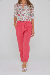 ZABOU – Pantalon Lin Coupe Droite – Femme – Fraise