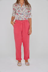 ZABOU – Pantalon Lin Coupe Droite – Femme – Fraise