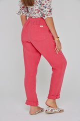ZABOU – Pantalon Lin Coupe Droite – Femme – Fraise