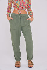 ZABOU – Pantalon Lin Coupe Droite – Femme – Kaki