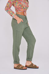ZABOU – Pantalon Lin Coupe Droite – Femme – Kaki