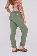 ZABOU – Pantalon Lin Coupe Droite – Femme – Kaki