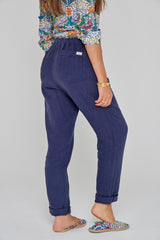 ZABOU – Pantalon Lin Coupe Droite – Femme – Marine