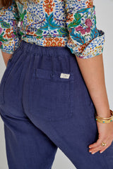 ZABOU – Pantalon Lin Coupe Droite – Femme – Marine