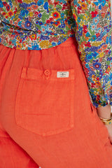 ZABOU – Pantalon Lin Coupe Droite – Femme – Orange