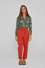 ZABOU – Pantalon Lin Coupe Droite – Femme – Rouille