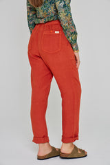 ZABOU – Pantalon Lin Coupe Droite – Femme – Rouille