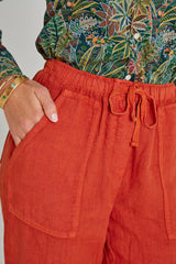 ZABOU – Pantalon Lin Coupe Droite – Femme – Rouille
