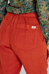 ZABOU – Pantalon Lin Coupe Droite – Femme – Rouille