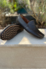 CALVI – Mocassins Bride Cuir – Homme – Marron