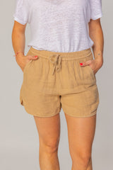 EMY – Stretch cotton shorts Slim fit – Women – Green/Navy blue Gold