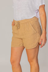 EMY – Stretch cotton shorts Slim fit – Women – Green/Navy blue Gold