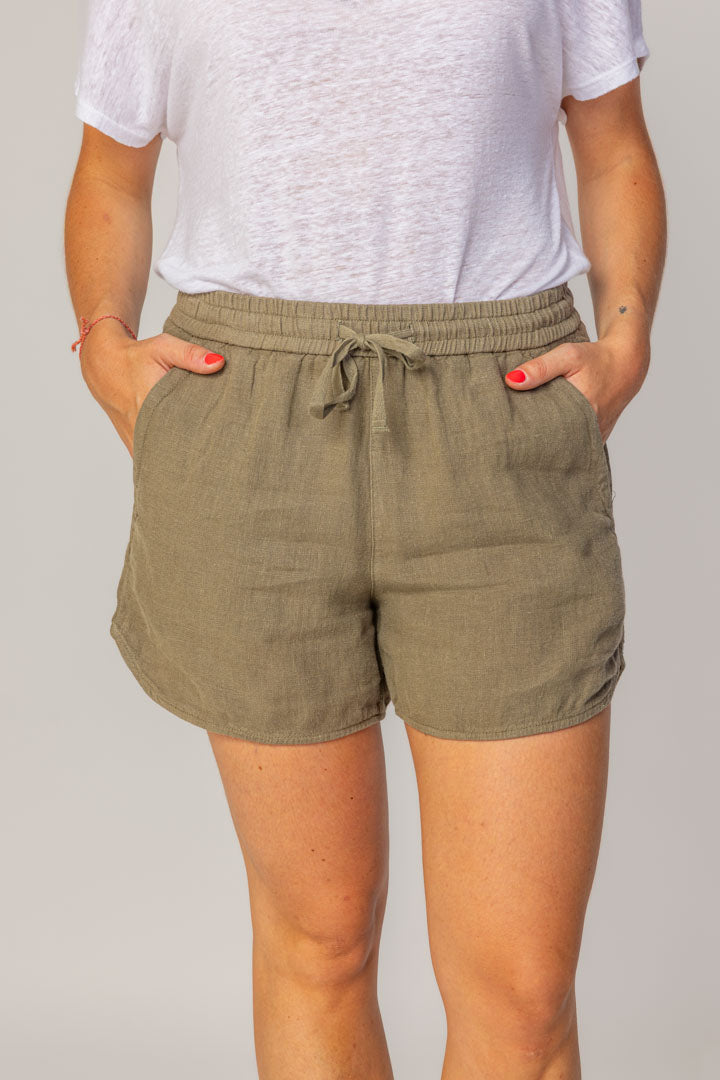 EMY – Stretch cotton shorts Slim fit – Women – Green/Navy blue Gold