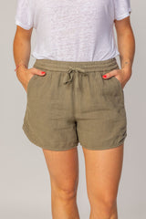 EMY – Stretch cotton shorts Slim fit – Women – Green/Navy blue Gold