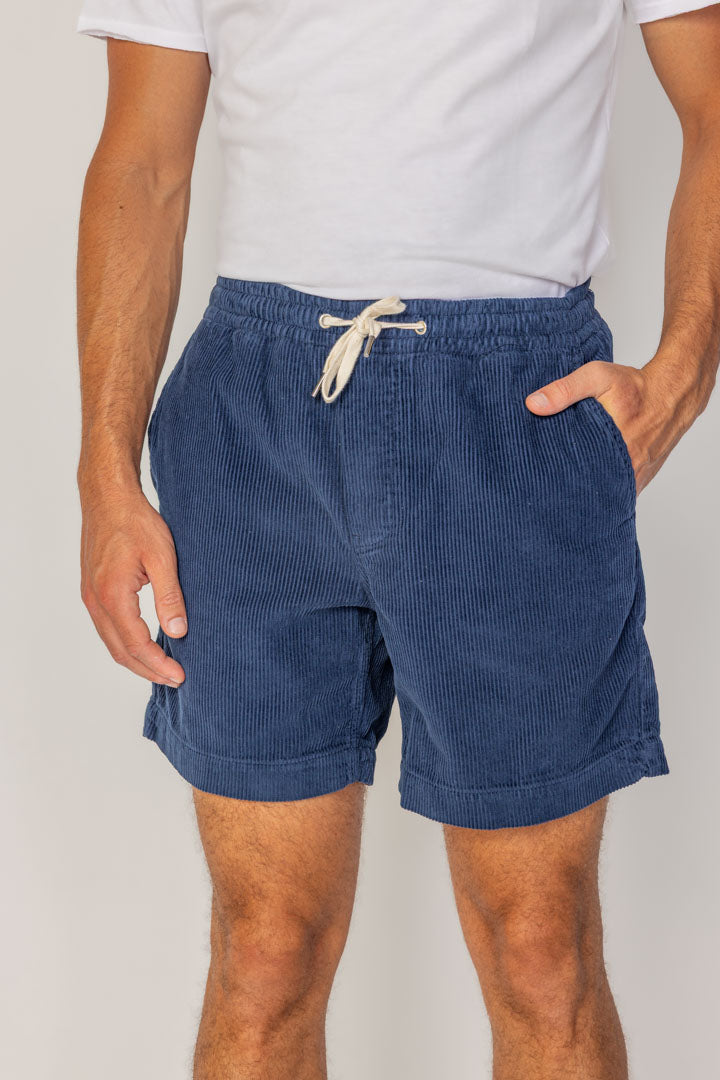 HARPER - Short Velours Côtelé Coton Coupe Loose – Homme - Bleu Stone