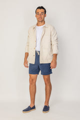 BARCLAY – Long-sleeved linen shirt, straight cut – Men’s – Havana