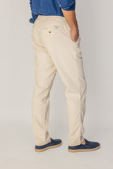 BELLAGIO - Pantalon Velours Côtelé Coton Coupe Loose Taille Élastiquée – Homme - Ecru