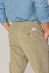 BELLAGIO - Pantalon Velours Côtelé Coton Coupe Loose Taille Élastiquée – Homme - Kaki