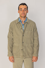 INDIANA - Veste Mixte Velours Côtelé Coton Coupe Droite Col Chemise – Kaki