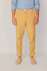BELLAGIO - Pantalon Velours Côtelé Coton Coupe Loose Taille Élastiquée – Homme - Beige