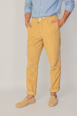 BELLAGIO - Pantalon Velours Côtelé Coton Coupe Loose Taille Élastiquée – Homme - Beige